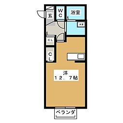 アヴェール・スカラベ ワンルームの間取図画像