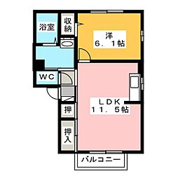 ディアス美野 1LDKの間取図画像