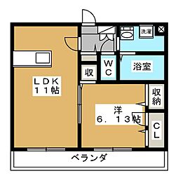 プレデュシャトー 1LDKの間取図画像