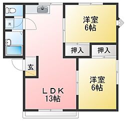 メナージやまもとA 2LDKの間取図画像