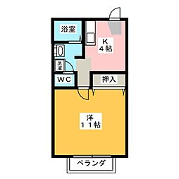 サンスーシ21 1Kの間取図画像