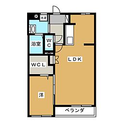 カーサヴィオレット 1LDKの間取図画像