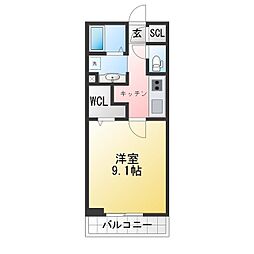 GRAND D-ROOM高宮中 1Kの間取図画像