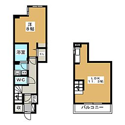 ヴィラヒロタC 1LDKの間取図画像