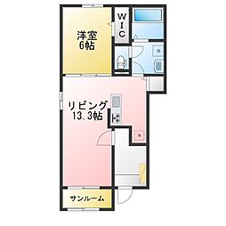 リブハピネス A 1LDKの間取図画像