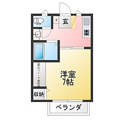コーポポテンシャル 1Kの間取図画像