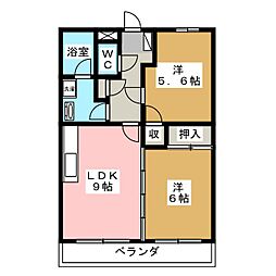 ハイツヒルトップ 2LDKの間取図画像