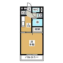ベルメゾン 1Kの間取図画像