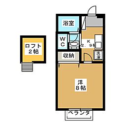 セピアコート 1Kの間取図画像