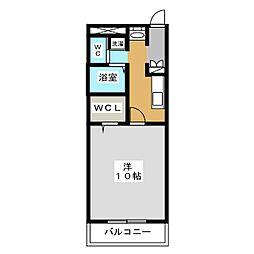 シスアピア 1Kの間取図画像
