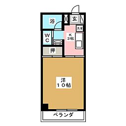 プレジデント穂高 1Kの間取図画像