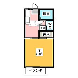 グランデュール出井4 1Kの間取図画像