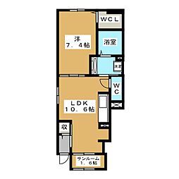 ヴィラ大畑B 1LDKの間取図画像