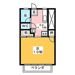 アプリコット 1DKの間取図画像