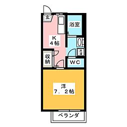 フレグランスあづみA 1Kの間取図画像