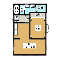 メルベージュS 1LDKの間取図画像