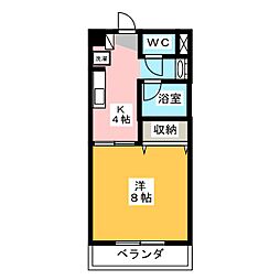 サープラスドリーム1 1Kの間取図画像