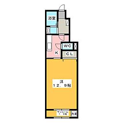 カーサデルソル1 1Kの間取図画像