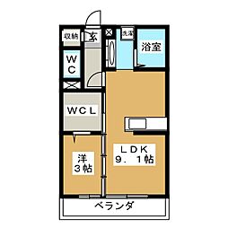 Claire渚S 1LDKの間取図画像