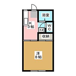 フラワーハイツ松岡 1Kの間取図画像