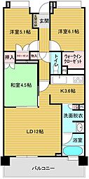 レアシス津田沼前原の丘 3LDKの間取図画像