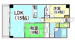 グリーンビレッジ北方 2LDKの間取図画像