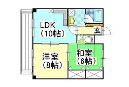 メゾンタイショウ3 2LDKの間取図画像