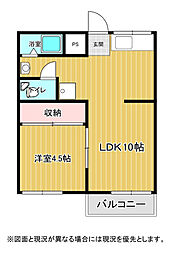 落合アパート 1LDKの間取図画像