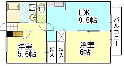 フレグランスK 2LDKの間取図画像