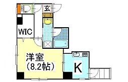 リヴィエールヴェルト 1Kの間取図画像