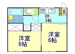 ファミール鹿田 2DKの間取図画像