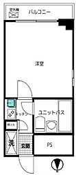 グローリア初穂小岩 ワンルームの間取図画像