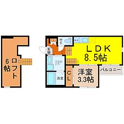 （仮称）守山区新城コーポ 2階1LDKの間取り