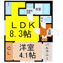 カノーパス日比野 2階1LDKの間取り