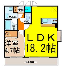 GLADWIN山王（グラッドウィン山王） 2階1LDKの間取り