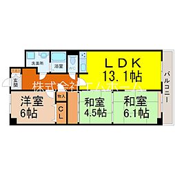 シティ・ライフ城下 3階3LDKの間取り