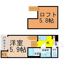 ハーモニーテラス平安III 1階1SKの間取り