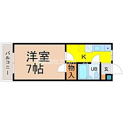 スカイコールほうねん 3階1Kの間取り