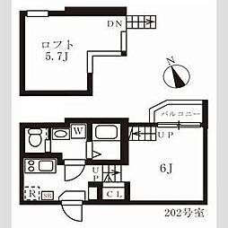 ハーモニーテラスグランハイム車道 1Kの間取図画像