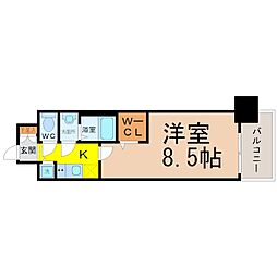 プレサンスジェネ鶴舞 1Kの間取図画像