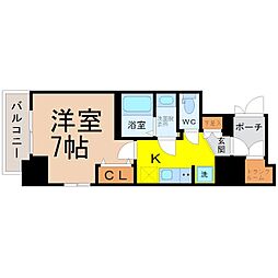 エステムコート名古屋新栄アクシス 1Kの間取図画像