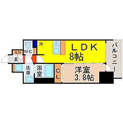 プレサンス名古屋駅ゲート 1LDKの間取図画像