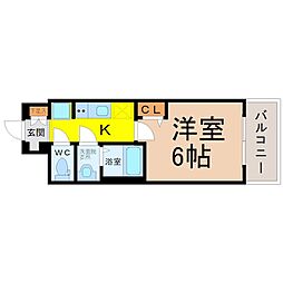 プレサンス新栄ユリシス 1Kの間取図画像