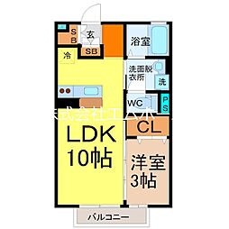 あおぞら 1LDKの間取図画像