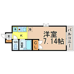 ブロンズ森島 1Kの間取図画像