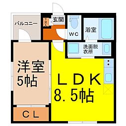 名古屋市中村区上石川町2丁目アパート 1LDKの間取図画像