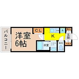 エステムコート名古屋新栄2アリーナ 1Kの間取図画像