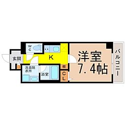 シャルマンソワレ名駅 1Kの間取図画像