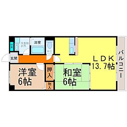 シェソワ駒方 2LDKの間取図画像