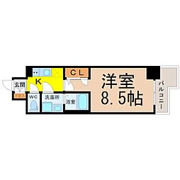エスリード名城公園 1Kの間取図画像